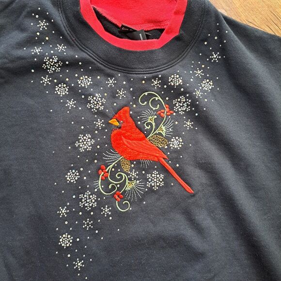 Trilllogy Morning Sun Womens XL Cardinal Black Long Sleeve Sweater VTG Granny - Picture 2 of 4